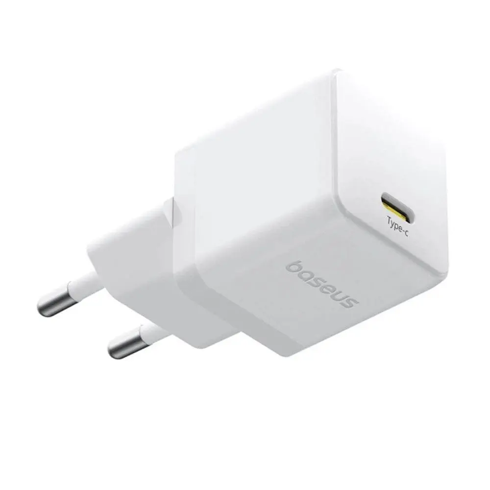 Мережевий зарядний пристрій з кабелем Baseus Palm Fast Charger 1C 20W EU Moon білий set USB-C to iP 20W 1m - фото 3