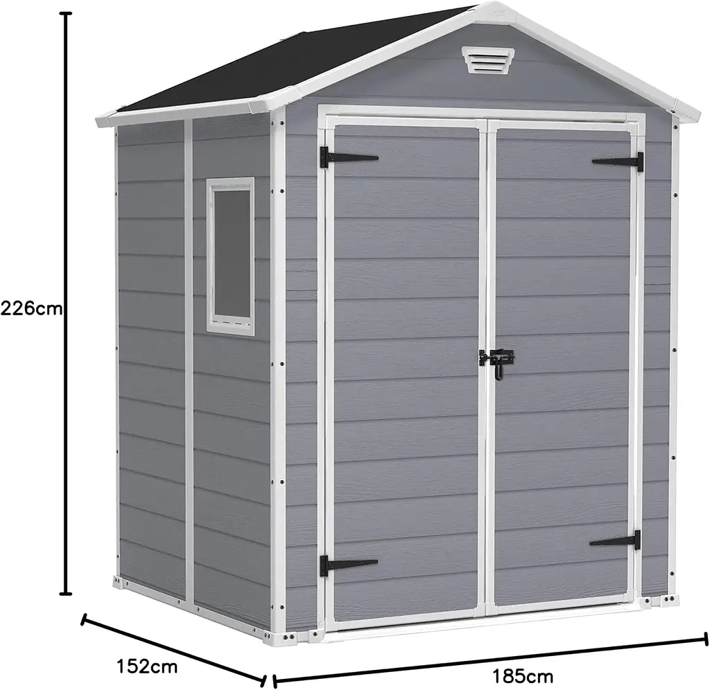 Садовий пластиковий будиночок Keter Manor 6x5 DD сіро-білий - фото 7