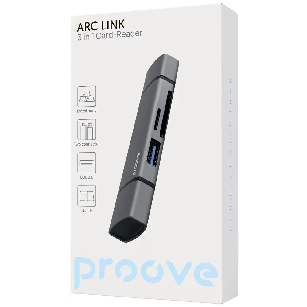Картридер Proove Arc Link 3 in 1 (USB3.0 + SD Card + Micro SD Card) - фото 2