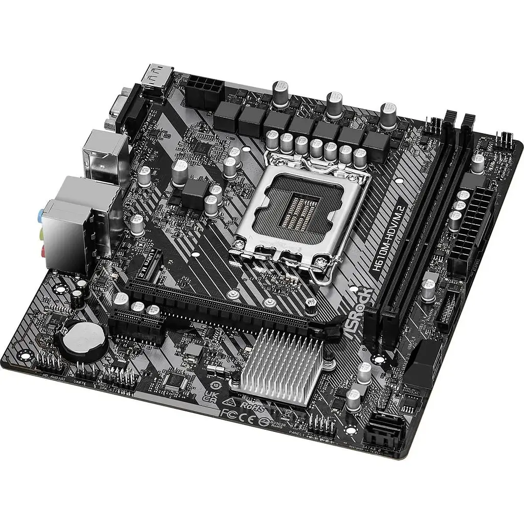 Материнська плата ASRock H610M-HDV/M.2 R2.0 (1700/H610, 2xDDR4, 1xPCIex16, HDMI/DVI/VGA, 4xSATA, M.2, GLan, 7.1ch,mATX - фото 3