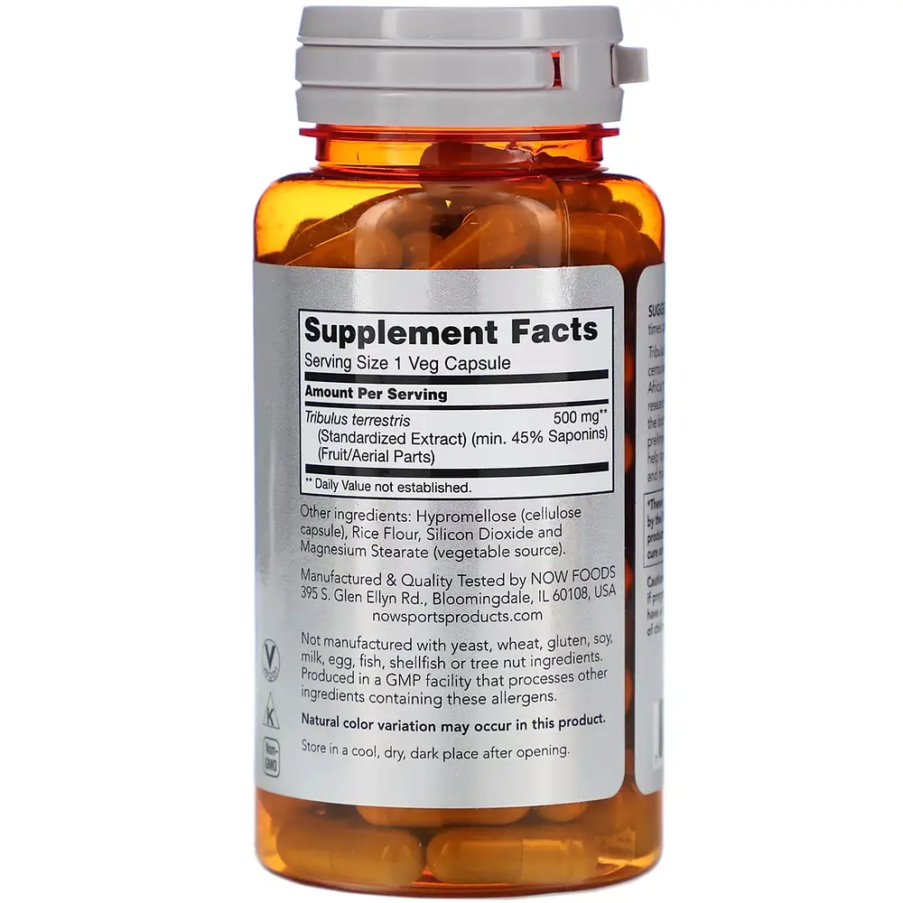 Стимулятор тестостерону NOW Sports Tribulus 500 mg, 100 капсул - фото 2
