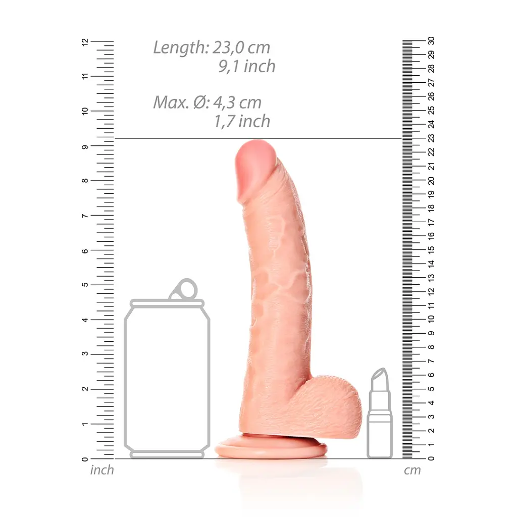 Фалоімітатор RealRock Straight Realistic 8" 23 см (тілесний) - фото 3