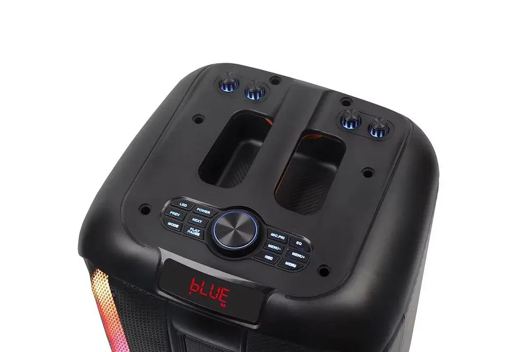 Колонка портативна акумуляторна Bluetooth 8"х2 потужність 100Вт з мікрофоном радіо пульт та світломузикою UKC NDR-1095 - фото 8