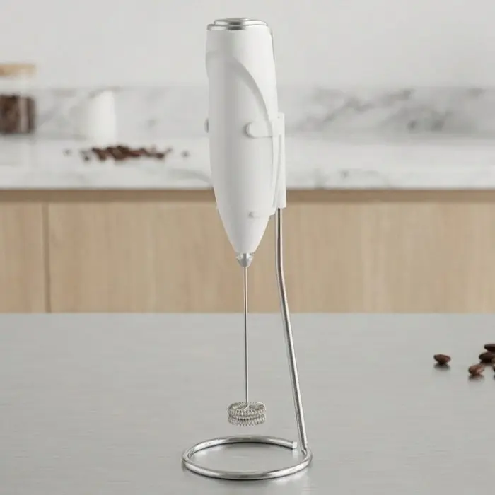 Капучинатор Milk Frother, електричний, ручний, на батарейках AA, з підставкою, білий