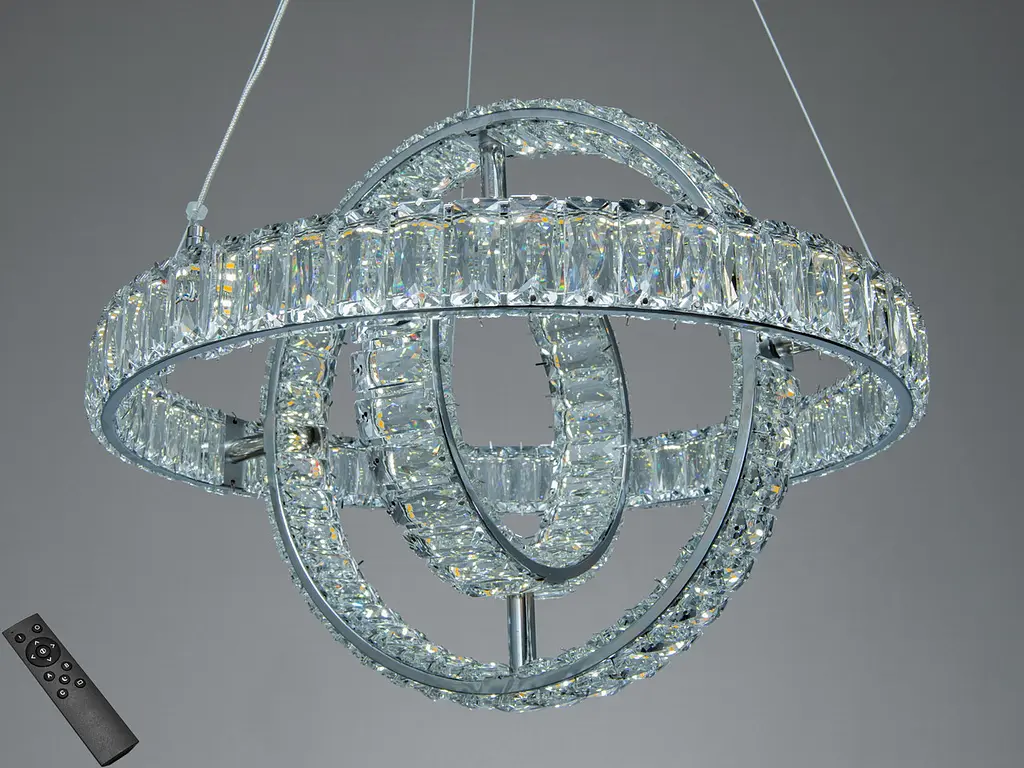 LED-люстра з кришталем Diasha D8886/500-3B CH, 92W, пульт, хром, Ø48 см - фото 2