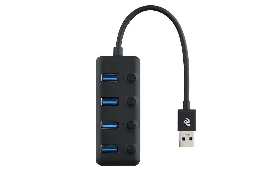Разветвитель 2E-W1405 USB Type-A to 4 USB 3.0 Hub with switch 0.25 м - фото 4