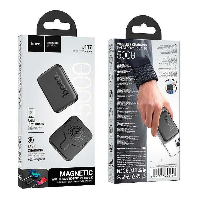 Внешний аккумулятор магнитный Hoco Esteem magnetic power bank J117 5000mAh magsafe - фото 4