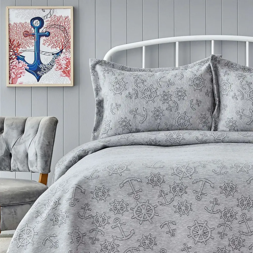 Покривало з наволочками Nautica Home - Doris a.gri світло-сірий 230x240 - фото 2