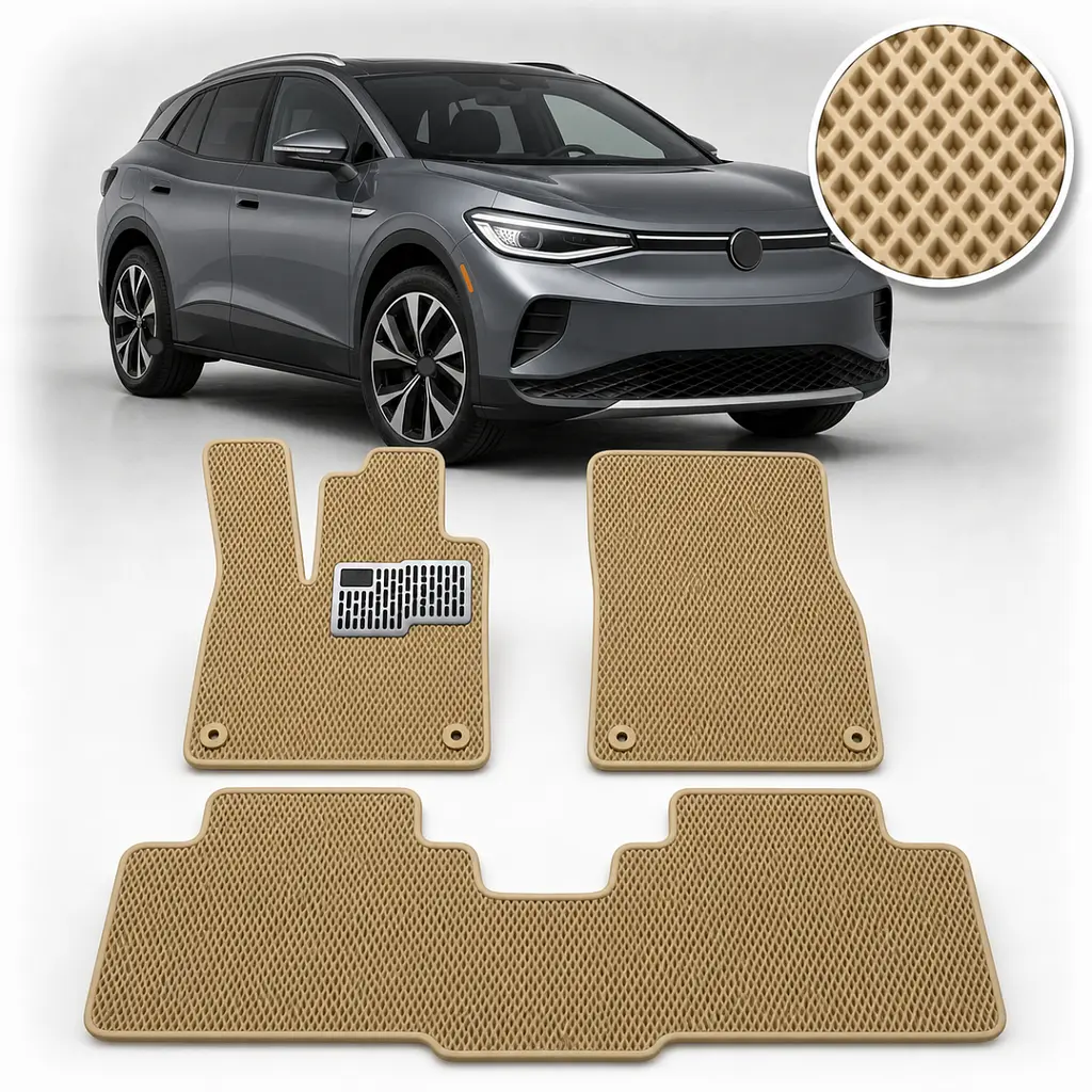 Килимки в салон EVA для Volkswagen ID.4 2020- (Металевий підп'ятник) Бежеві 3 шт