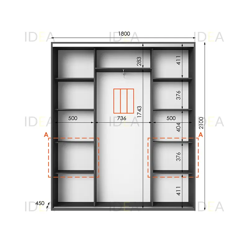 Шафа-купе Idea серія 7 180 x 45 x 210 см Антрацит - фото 2