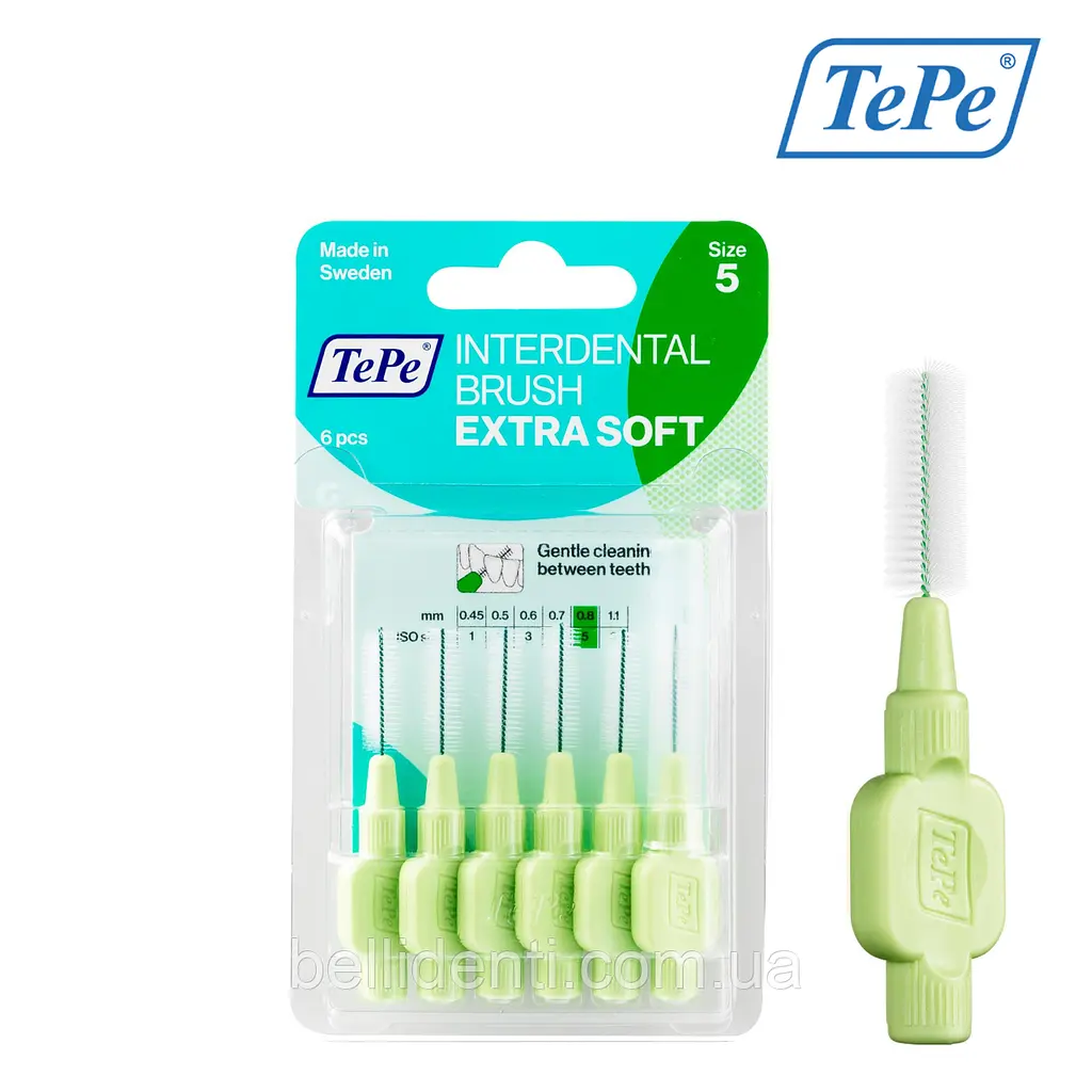 Міжзубна щітка TePe Extra Soft зелена (0.8 мм), 6 шт - фото 2