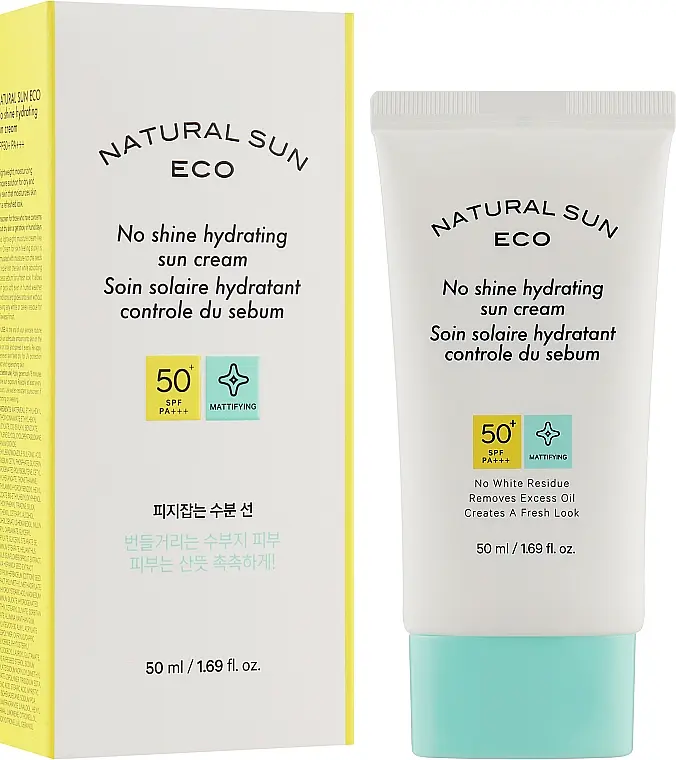 Сонцезахисний крем для обличчя The Face Shop Natural Sun Eco No Shine Hydrating Sun Cream SPF50+ PA+++ 50 мл - фото 2