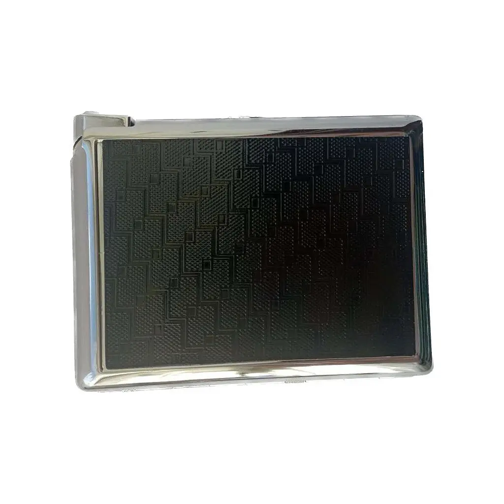 Портсигар на 20 сигарет с зажигалкой №3308 Black Silver (10839) - фото 2