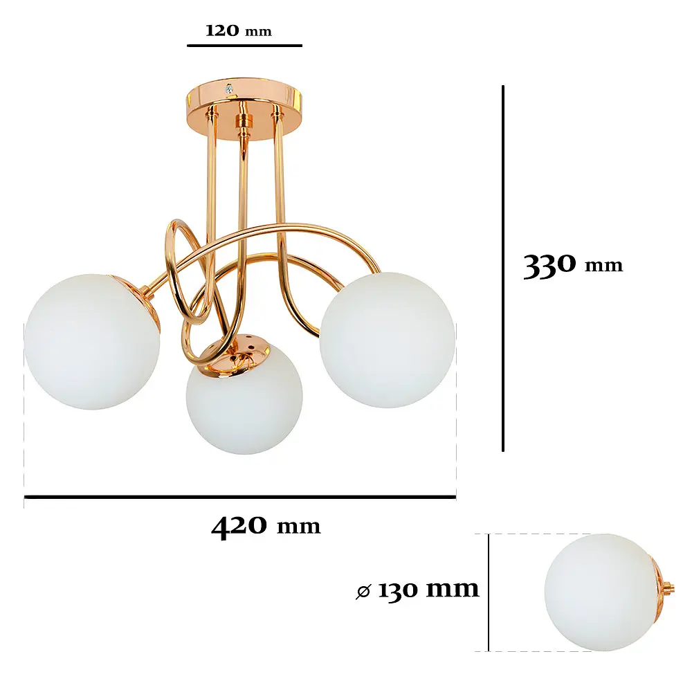 Люстра стельова Levistella 7529903-3 GOLD+WH, 3 плафона, E27, золото, білий, сучасний стиль для дому - фото 2