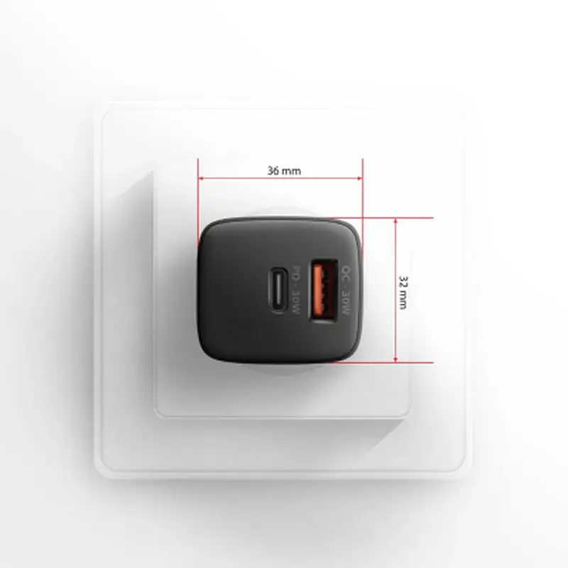 Зарядний пристрій AXAGON 1xUSB QC4.0 + 1xUSB-C PD30W PPS black (ACU-PQ30) - фото 9