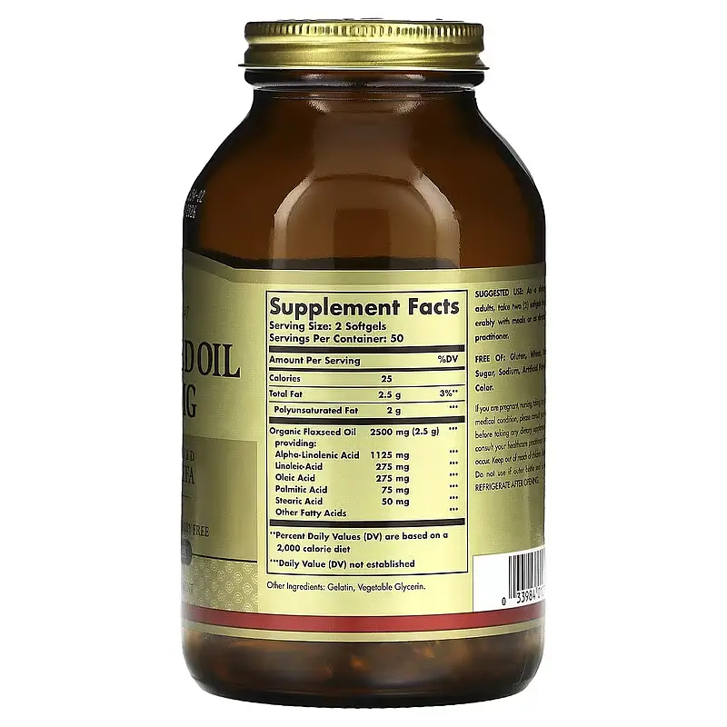 Лляна Олія Flaxseed Oil 1250 мг - 100 капсул - фото 2