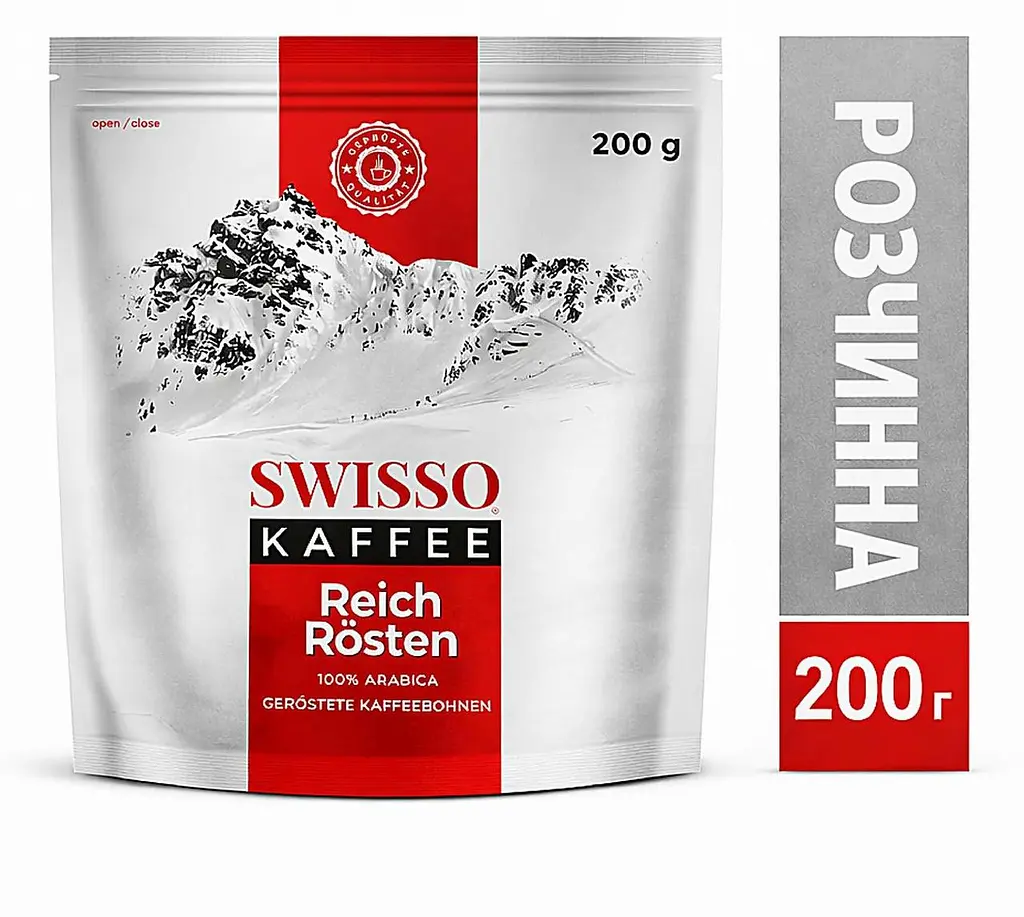 Кава розчинна сублімована Swisso Kaffee Reich Rоsten Instant 100% Арабіка 200 г (дойпак) - фото 2