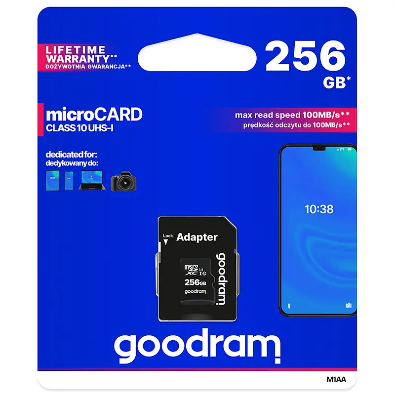 Memory card Secure Digital Micro256Gb GoodRAM UHS-I (class 10) + Adapter - фото 5