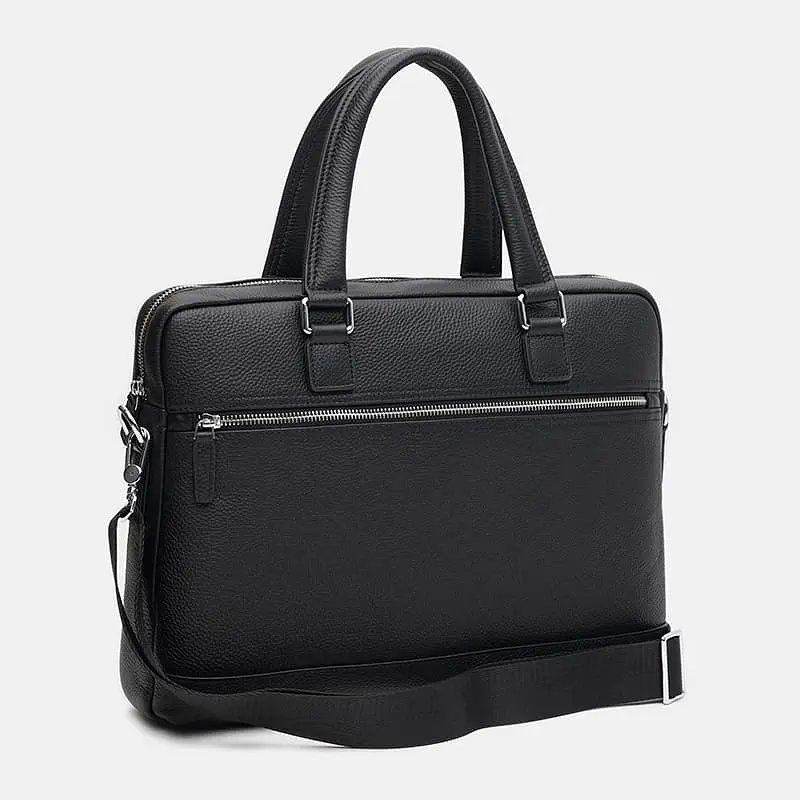 Чоловіча сумка Borsa Leather K16613-1-black 37х28.5х8 см Чорний - фото 2