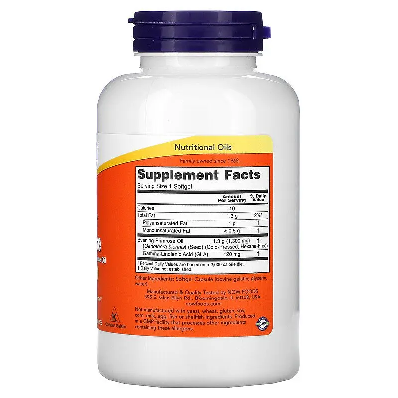 Примула вечірня Evening Primrose Oil 1300 mg 120 Softgels NOW vit0005095 - фото 2