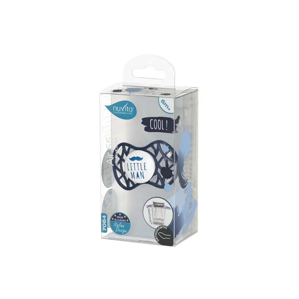 Пустушка Nuvita 7084 Air55 Cool ортодонтична 6m+ LITTLE MAN темно-синя NV7084NB - фото 3