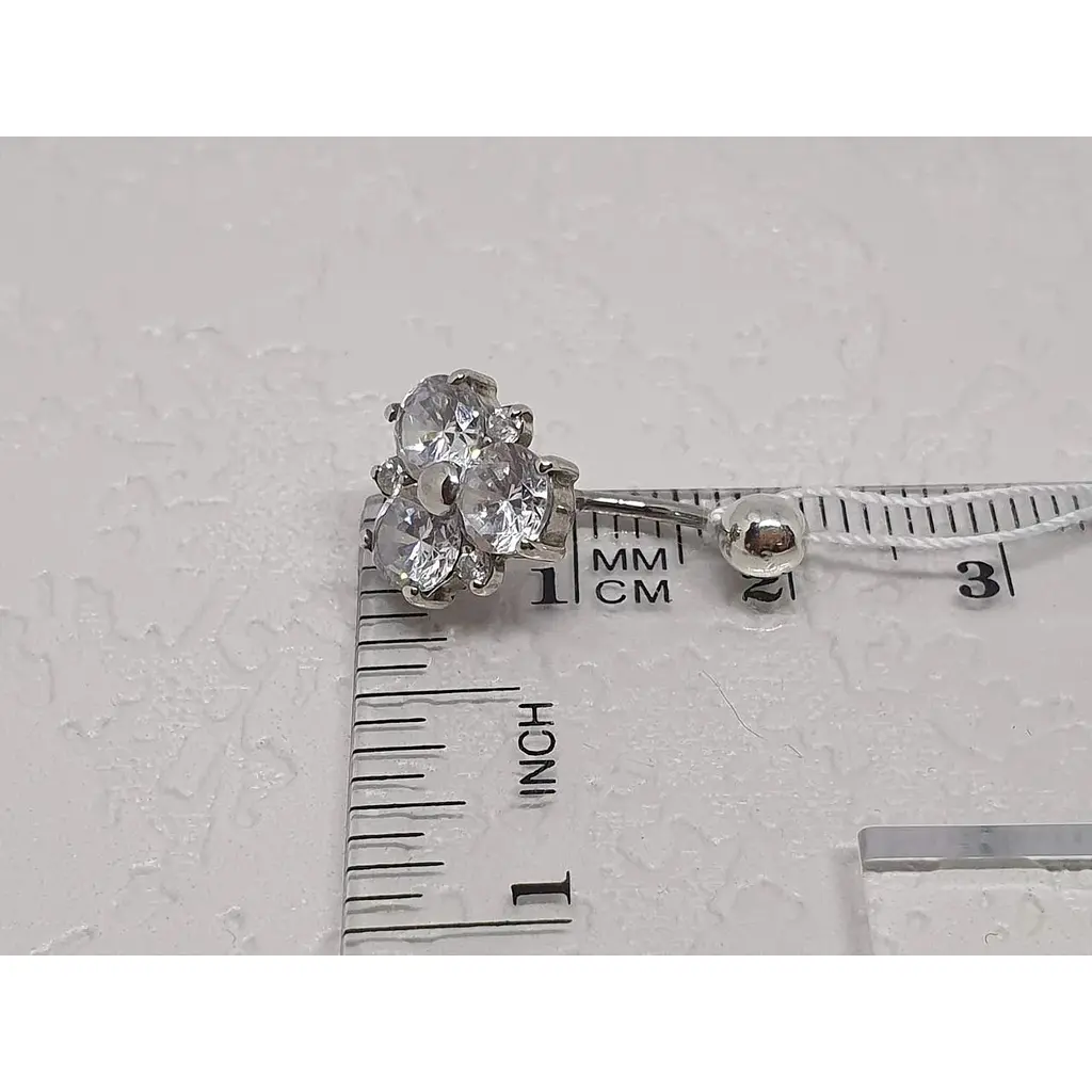 Срібна сережка для пірсингу пупка Ірій з фіанітами. 6017 - фото 4