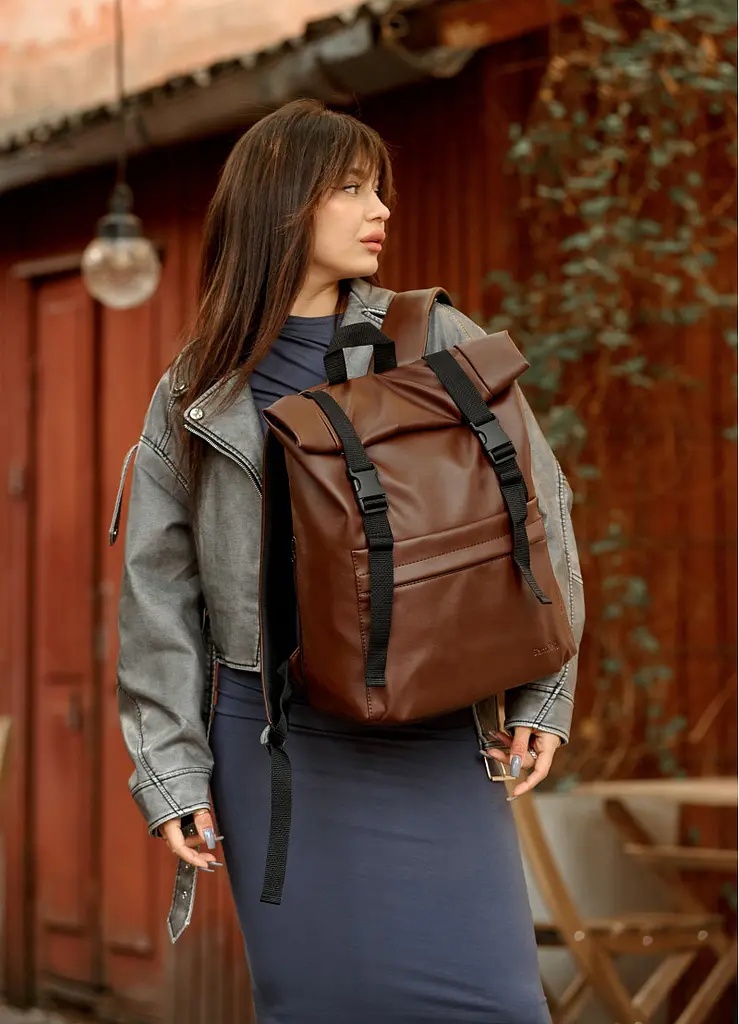 Жіночий рюкзак Sambag RollTop Milton шоколадний 41 х 30 х 16 см (24211020) - фото 7