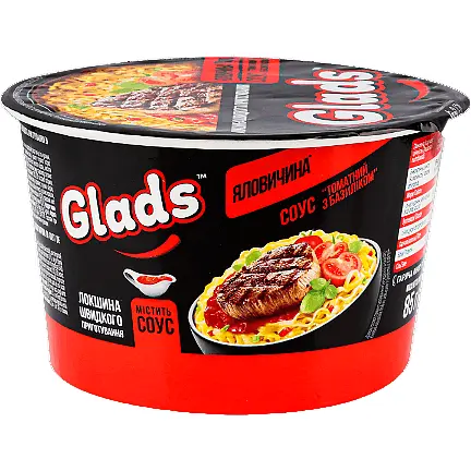 Локшина швидкого приготування Glads Яловичина та соус томат з базиліком 85 г (930320) - фото 2