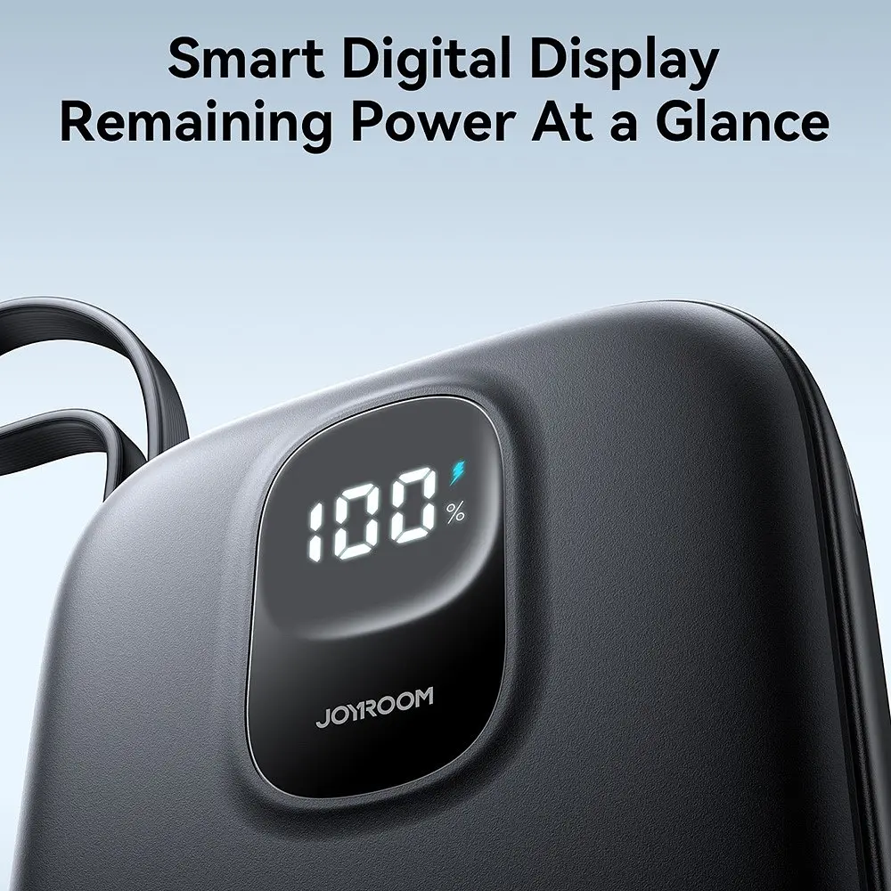 Універсальна мобільна батарея Joyroom 10000mAh 22,5W PD, QC, USB-A, USB-C За допомогою USB-C cable Чорний - фото 7
