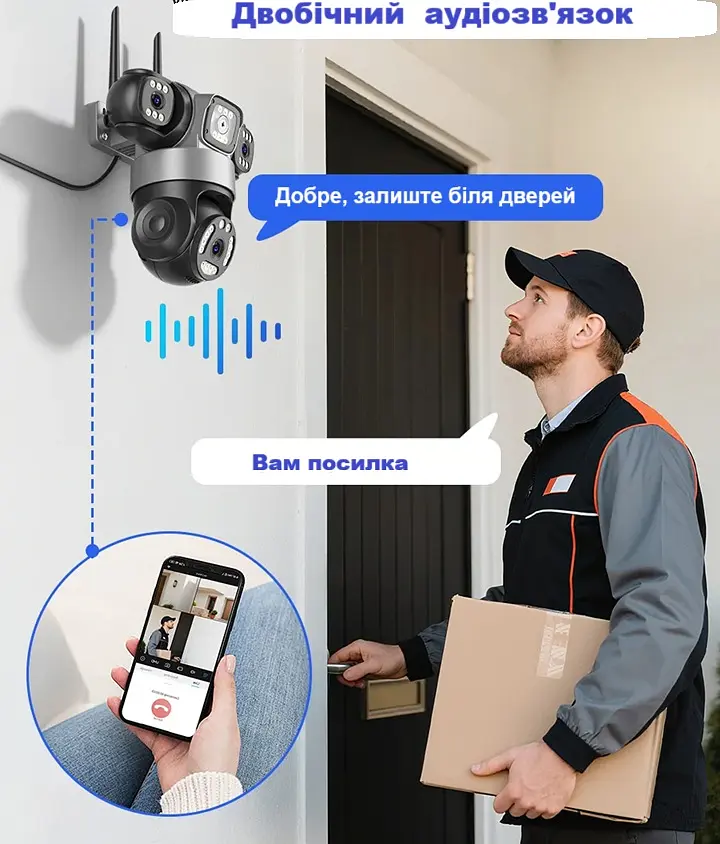 Вулична WiFi камера Besder K4QQ IcSee  15Мп  чорна 3 незалежних об'єктиви поворотні - фото 5