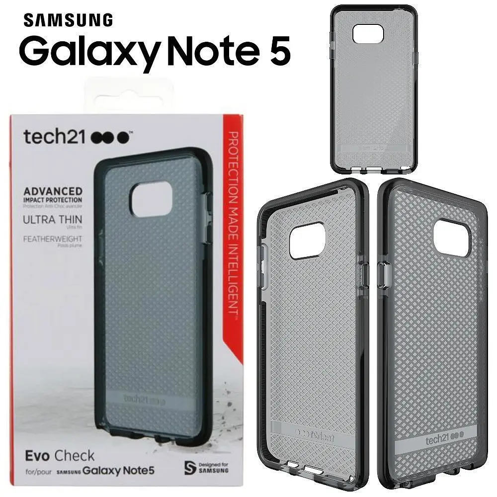 Прозорий силіконовий чохол Tech21 Evo Tactical Samsung Galaxy Note 5 Black - фото 8