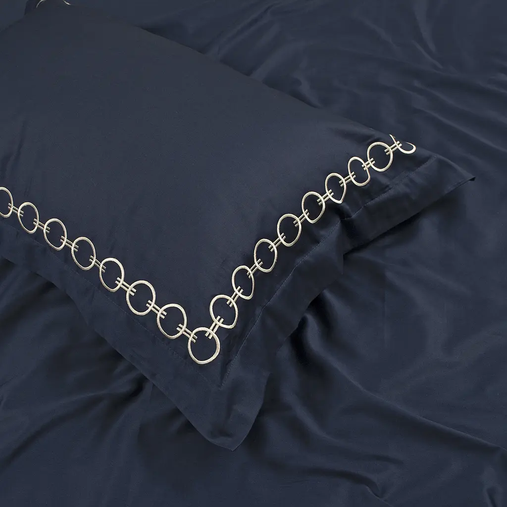 Постельное белье MieCasa сатин - Circle lacivert-bej синий-бежевый king size - фото 6