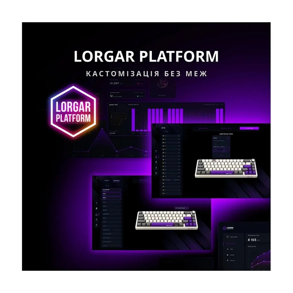 Клавіатура Lorgar KBP70MW Pro RGB Wireless/Bluetooth/USB UA Black/Yellow (LRG-KBP70MW-YL-US) - фото 8