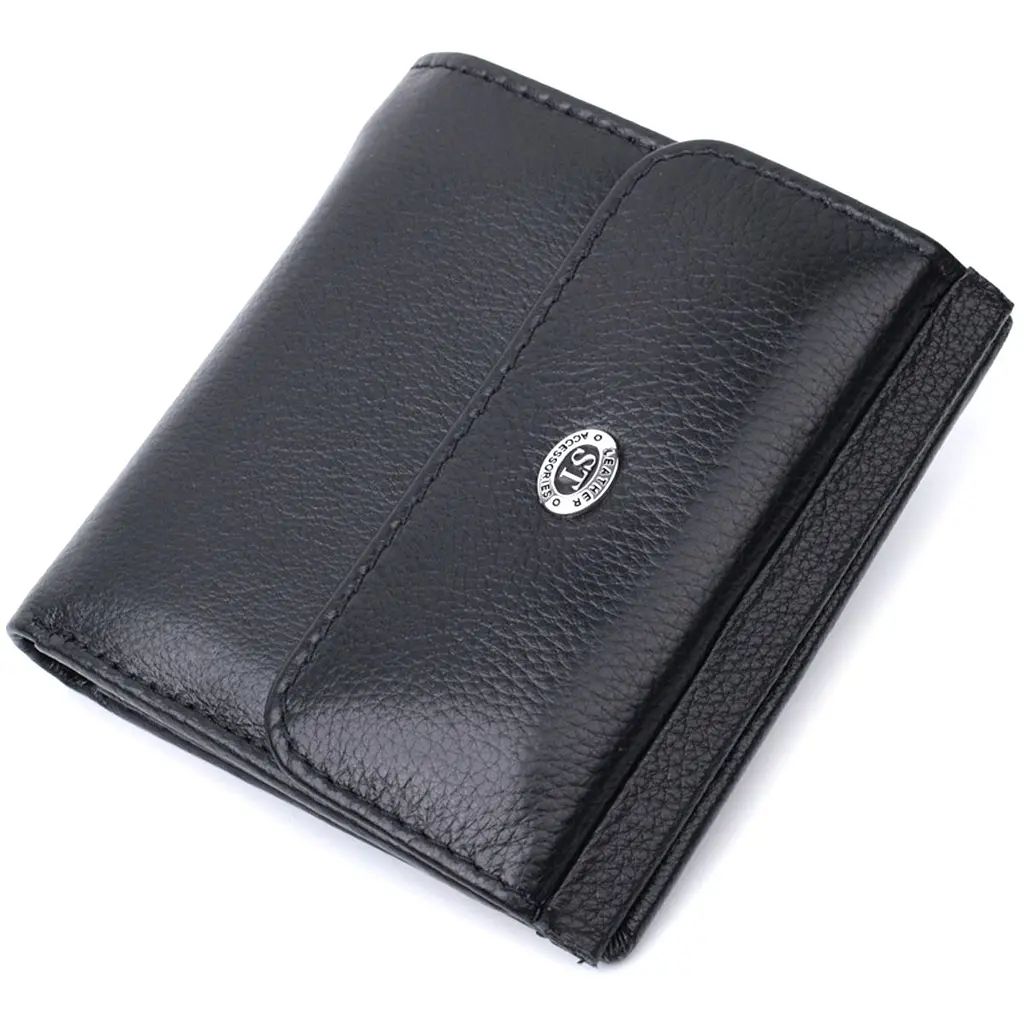Оригінальне жіноче портмоне з натуральної шкіри ST Leather 22724 чорний