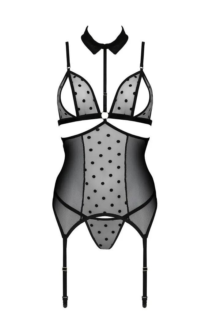 Корсет с открытой грудью Passion DOMINICA CORSet XXL/XXXL black пажи для чулок стринги - фото 3