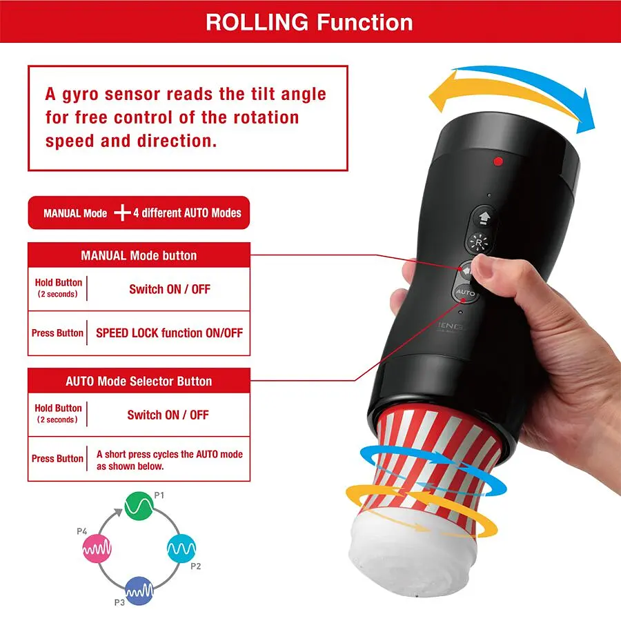 Автоматичний мастурбатор Tenga VACUUM GYRO ROLLER SET, ротація та вакуум, сумісний з Tenga Cup - фото 5