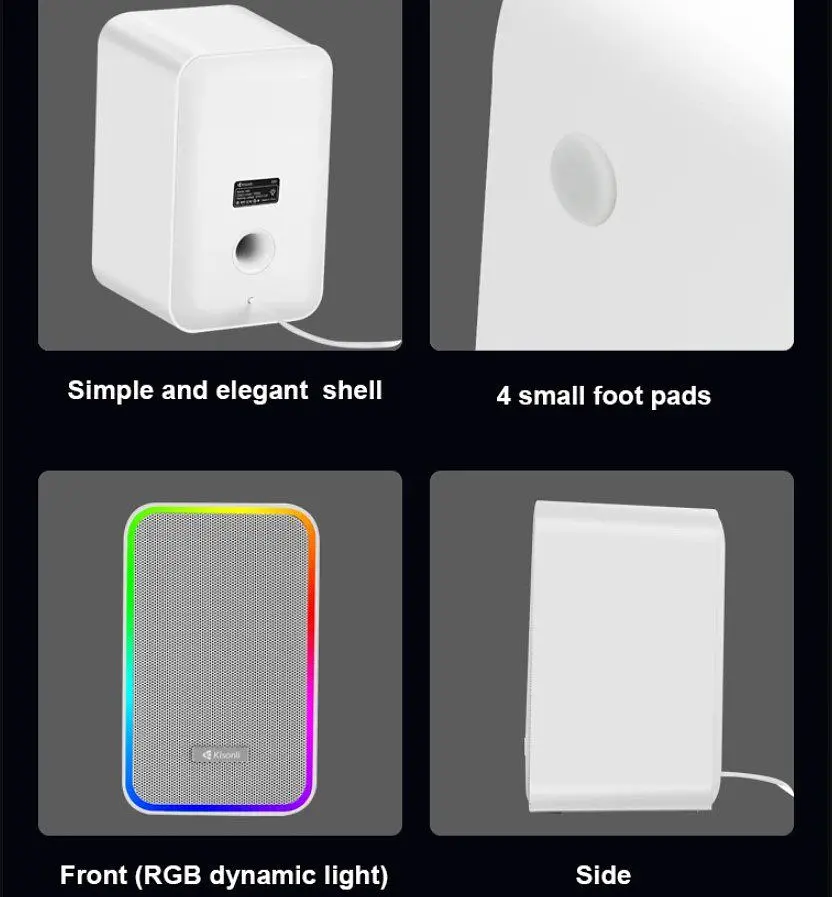 Компьютерные колонки Kisonli X21 Bluetooth, 20W, USB, RGB light, White - фото 4