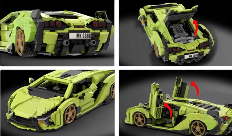 Конструктор машина MOULD KING  Lamborghini  Sian Sierne ламборджині для дітей та дорослих 1133 деталей - фото 7