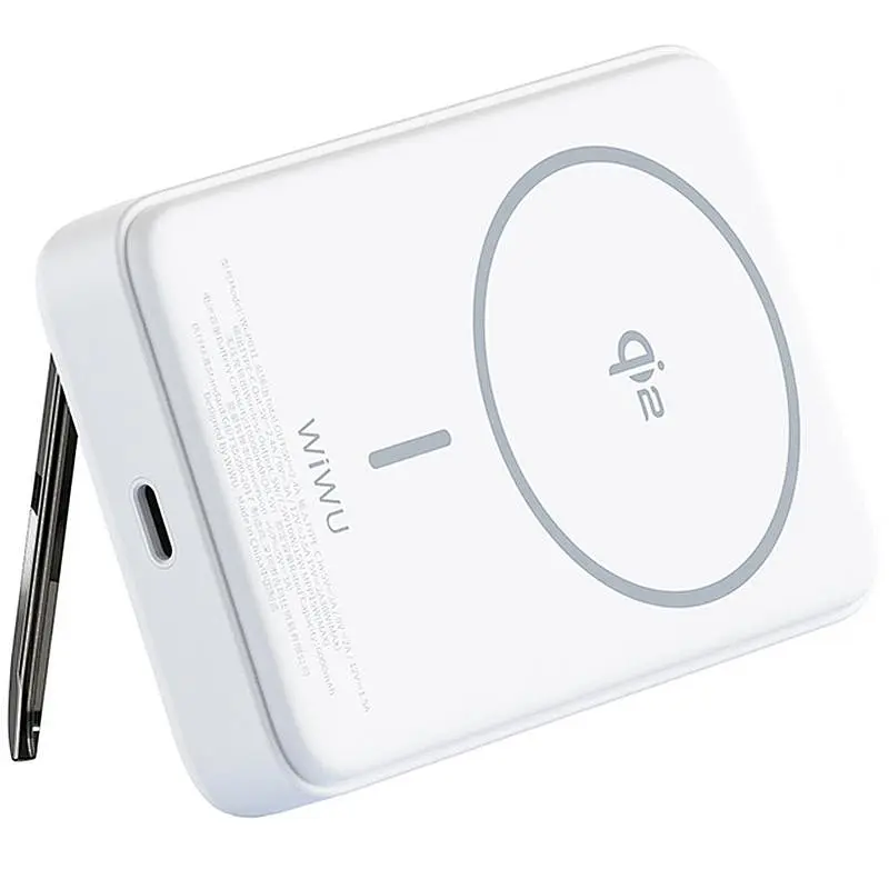 Портативний ЗП Power Bank WIWU Wi-P031 Magnetic з БЗП Qi2 30W 10000 mAh White - фото 2