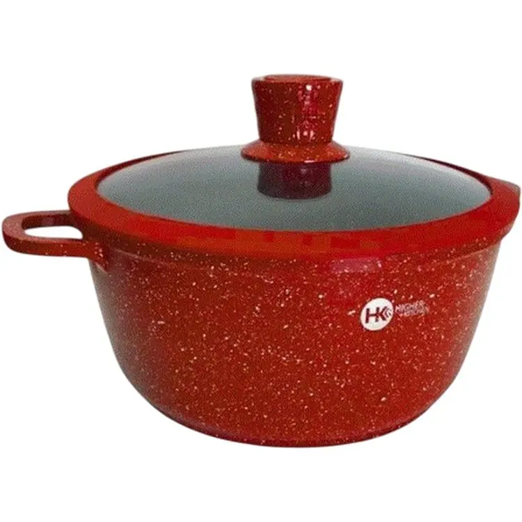 Набір каструль Higher Kitchen НК-324 з гранітним антипригарним покриттям та сковородою червоний (42864-НК 324R_2356) - фото 3