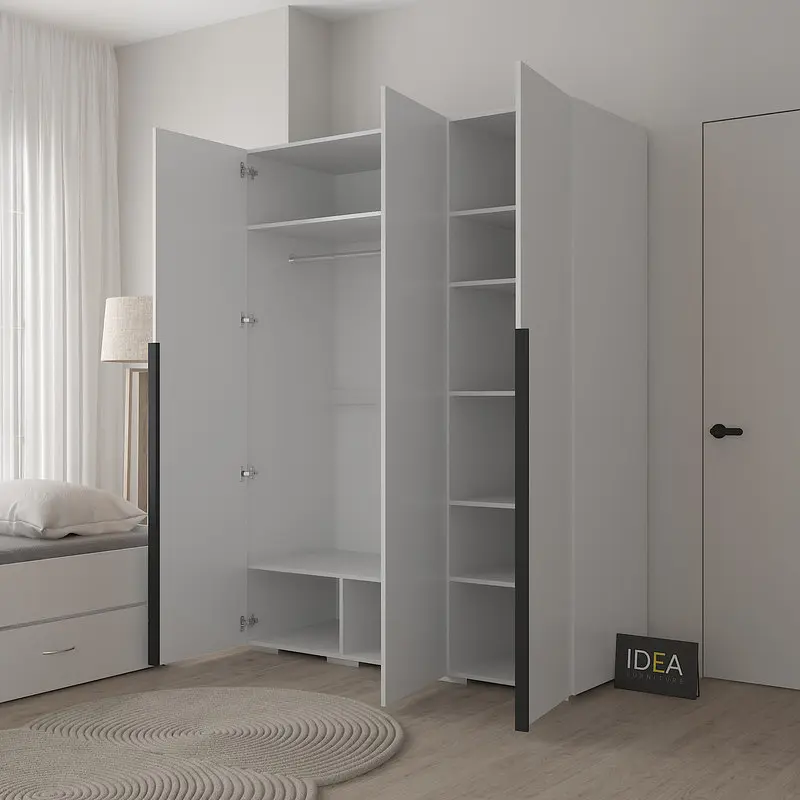 Шафа для одягу 3-дверна 150 см Idea Д-122 Аляска Біла - фото 2