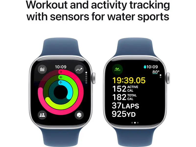 Смарт-годинник Apple Watch Series 10 GPS 46mm Silver Alu. Case w. Denim Sport Band - M/L (MWWM3) - фото 6
