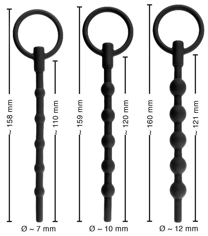Стимулятор уретры Penisplug Training Set, 3 шт (черный) - фото 3