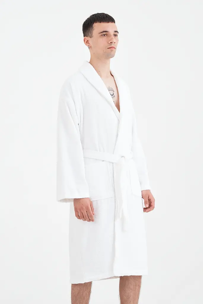 Халат махровый unisex Lotus Home - Basic Line white L - фото 7