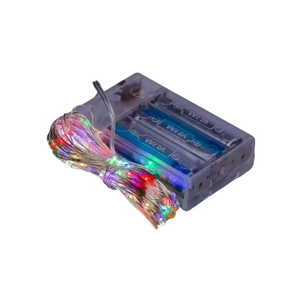 Гирлянда Роса GarlandoPro нить GarlandoPro 100 LED длина 10 м на батарейках, мультиколор (1733027ML) - фото 6