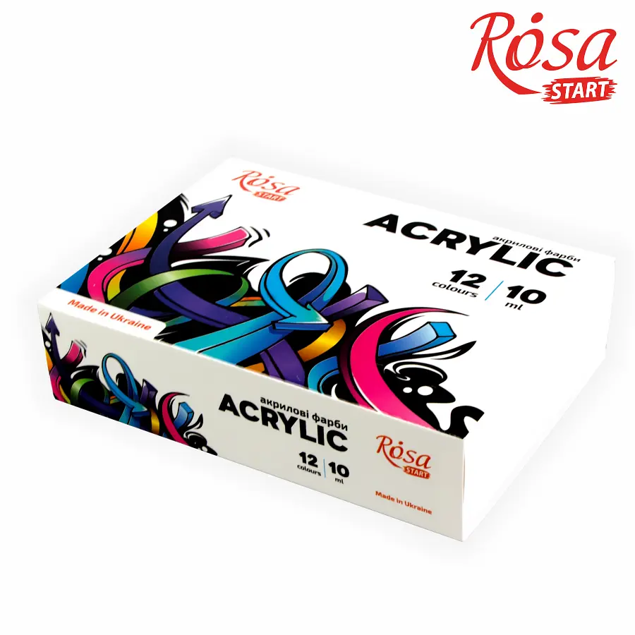 Набір акрилових фарб Graffiti 12×10 мл ROSA Start (4823098531074)