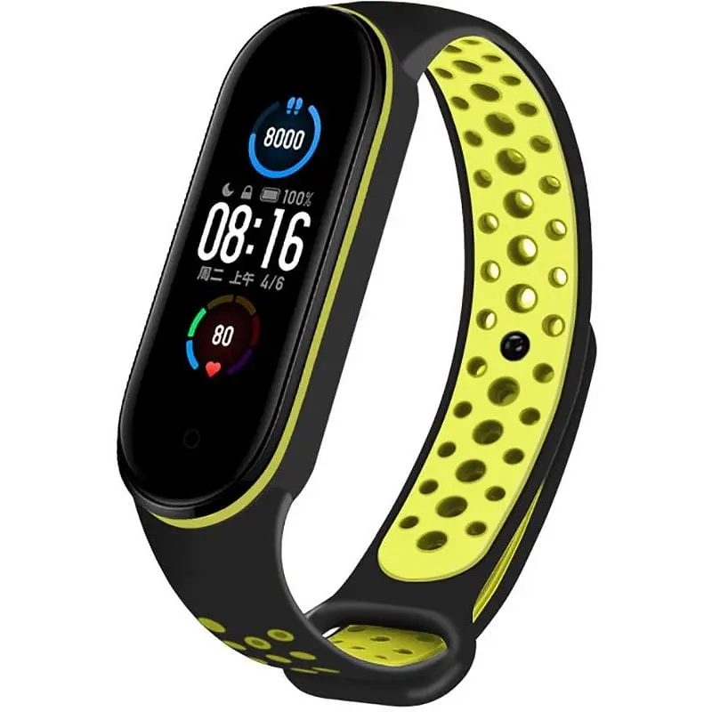 Ремінець Uwatch Replacement Sports Strap for Mi Band 5/6/7 Black/Yellow - фото 2