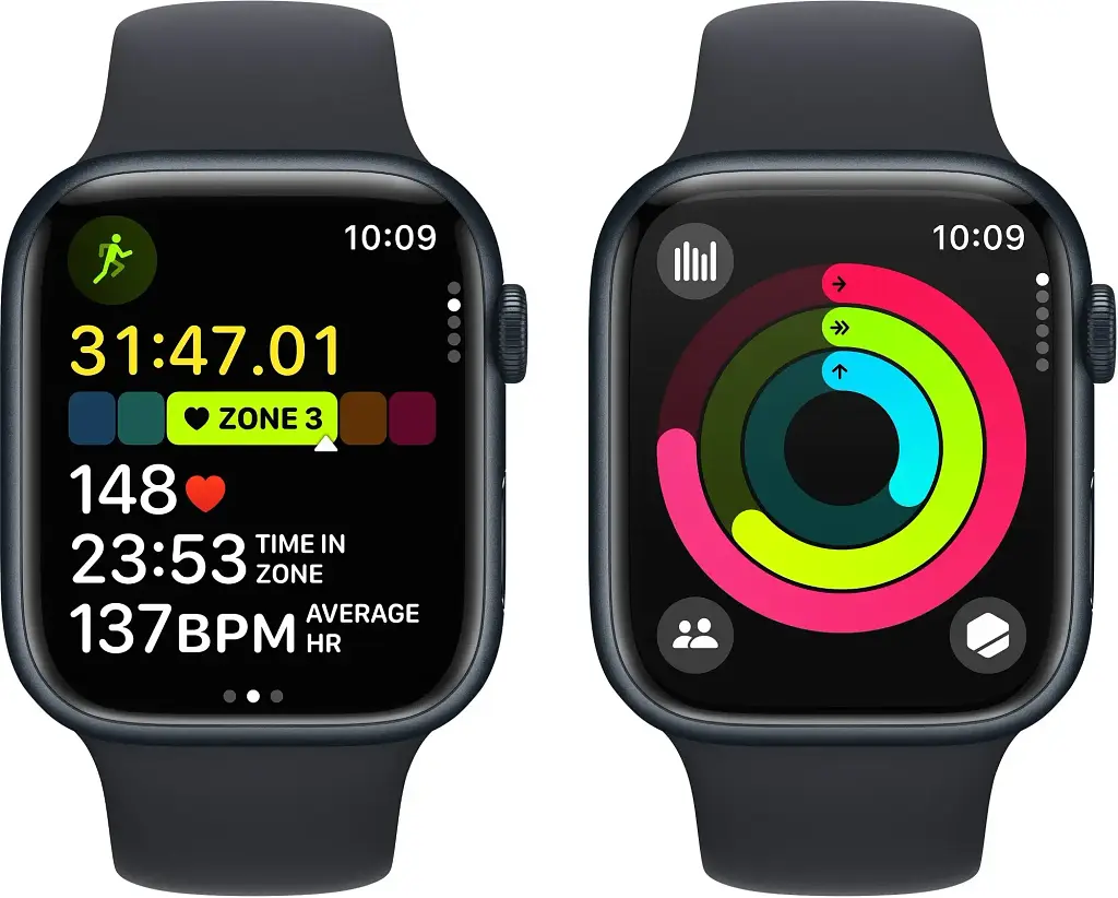 Смарт-часы Apple Watch Series 9 GPS 45mm Midnight Aluminium Case with Midnight Sport Band - M/L (MR9A3QC/A) - фото 8
