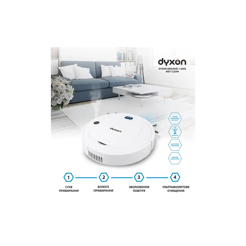 Пилосос DYXON MEGAVAC 1200S Wet Clean Whi (DXNVCMGVC1200SW) - фото 7