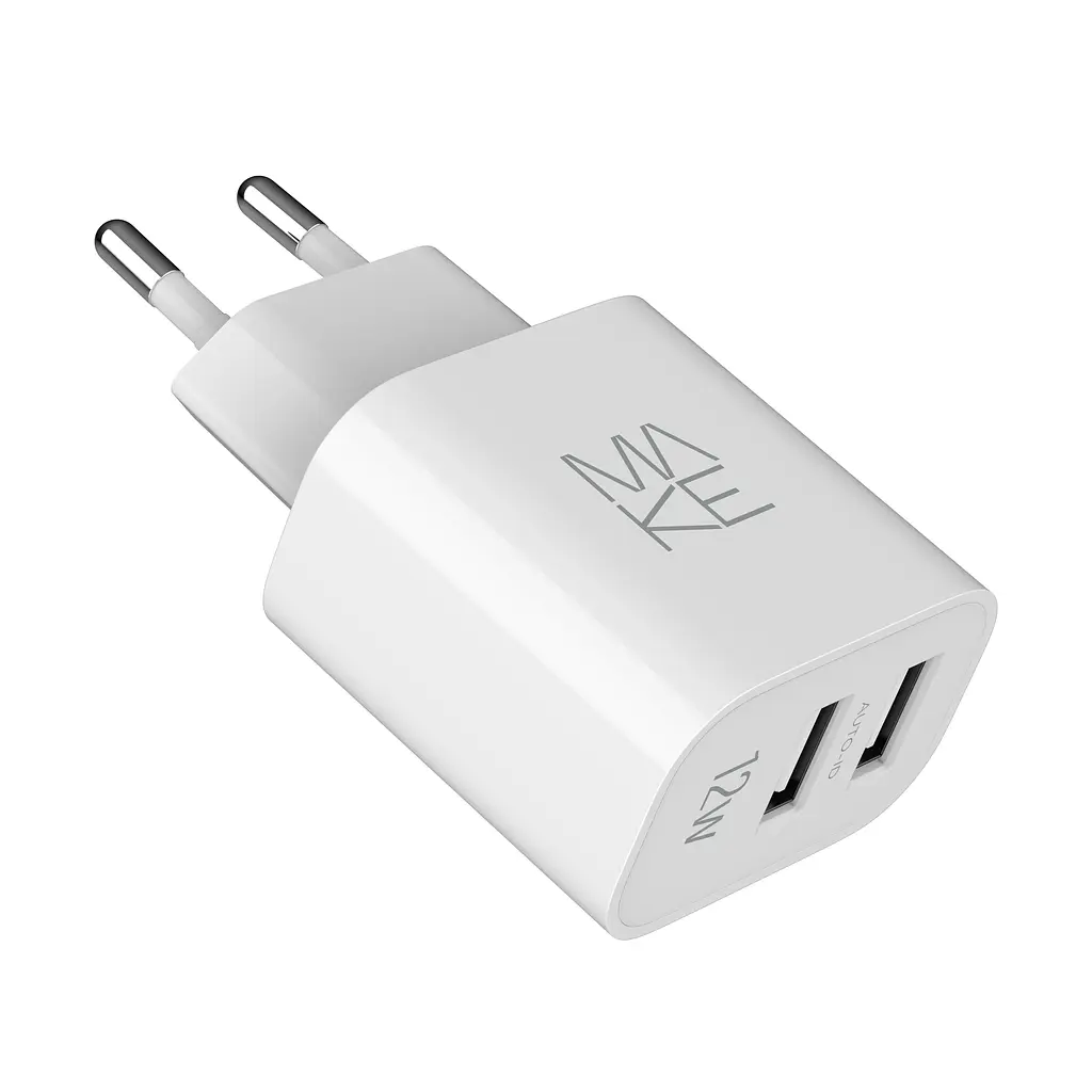 Зарядний пристрій мережевий MAKE 12W 2USB 2.4A White - фото 9